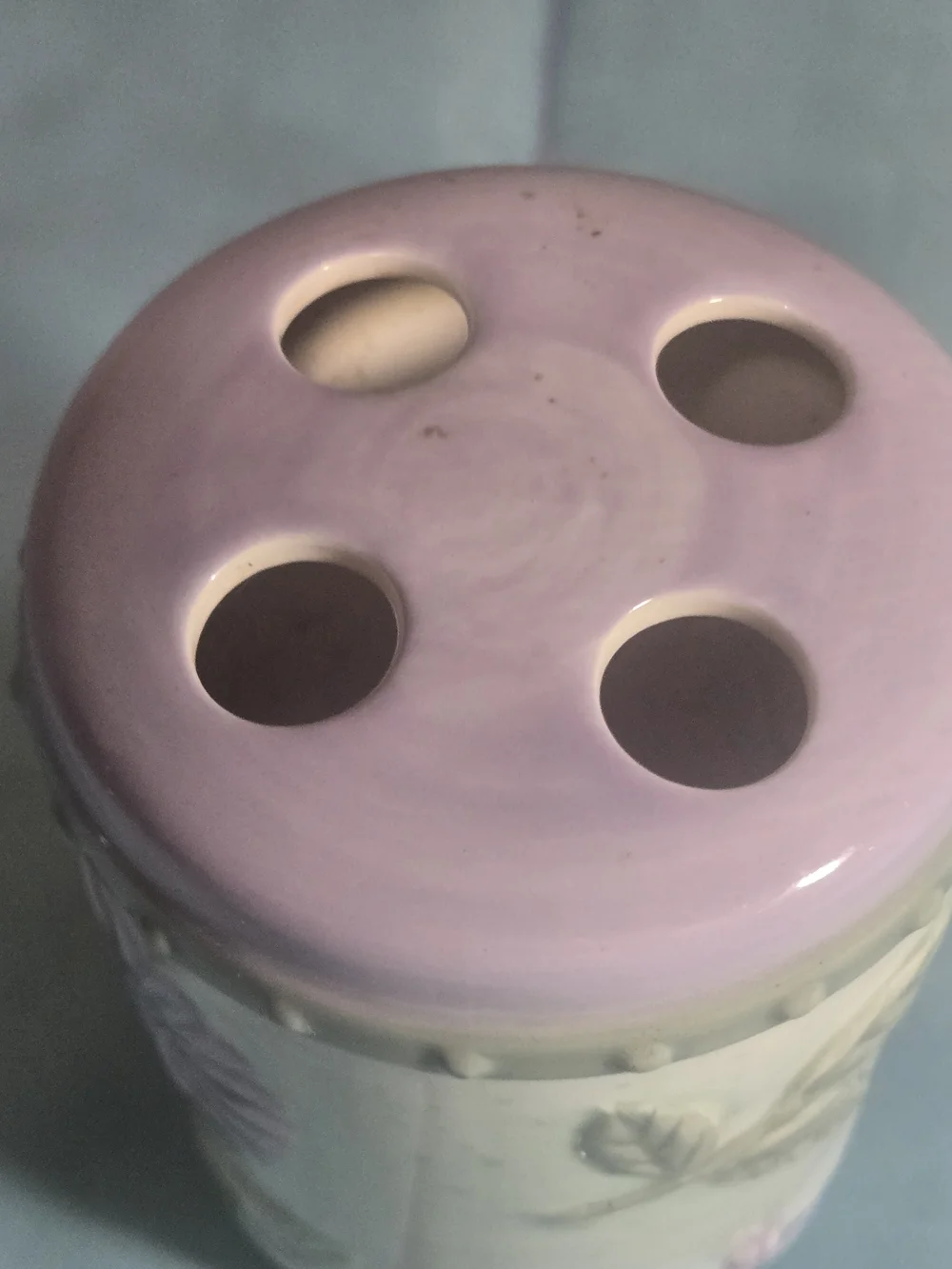 Ceramic Lavender Floral Toothbrush Holder - Unbranded